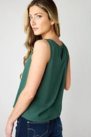 Sleeveless Crew-Neck Crepe Blouse