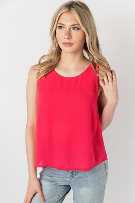 Sleeveless Crew-Neck Crepe Blouse