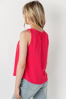 Sleeveless Crew-Neck Crepe Blouse