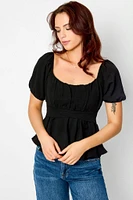 Airflow Short-Sleeve Tie-Back Peasant Top