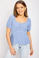 Airflow Short-Sleeve Tie-Back Peasant Top