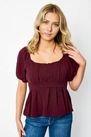 Airflow Short-Sleeve Tie-Back Peasant Top