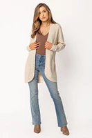 Long-Sleeve Open Cardigan with Pockets