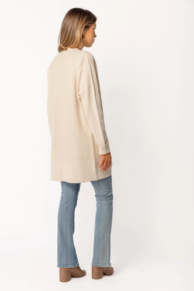 Long-Sleeve Open Cardigan with Pockets