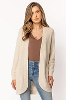 Long-Sleeve Open Cardigan with Pockets