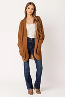 Long-Sleeve Open Cardigan with Pockets