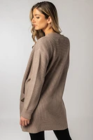 Long-Sleeve Open Cardigan with Pockets
