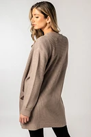 Long-Sleeve Open Cardigan with Pockets