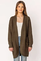 Long-Sleeve Open Cardigan with Pockets