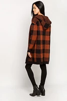 Buffalo Plaid Hooded Cardigan