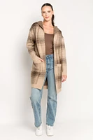 Plaid Hooded Cardigan