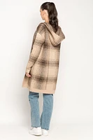 Plaid Hooded Cardigan