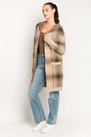 Plaid Hooded Cardigan