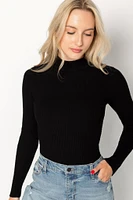 Long-Sleeve Ribbed Mockneck Sweater