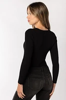 Ribbed Cutout Long sleeve Sweater