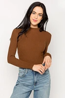 Diagonal Ribbed Mock-Neck Sweater