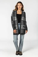 Plaid Open Cardigan with Pockets