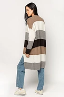 Stripe Long-Sleeve Open Cardigan with Pockets