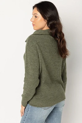 Ribbed Mockneck Sweater with a Half Zip