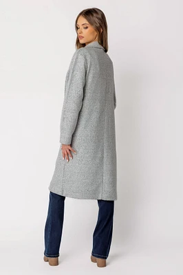 Boucle Open Front Knit Coatigan with Pockets