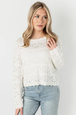 Square Knit Bell Sleeve Sweater