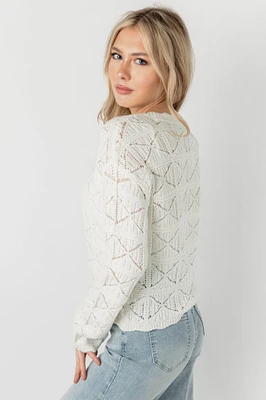 Square Knit Bell Sleeve Sweater