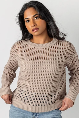 Breezy Style Crewneck Crochet Sweater