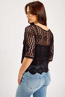 Short Sleeve Crochet Sweater