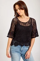 Short Sleeve Crochet Sweater