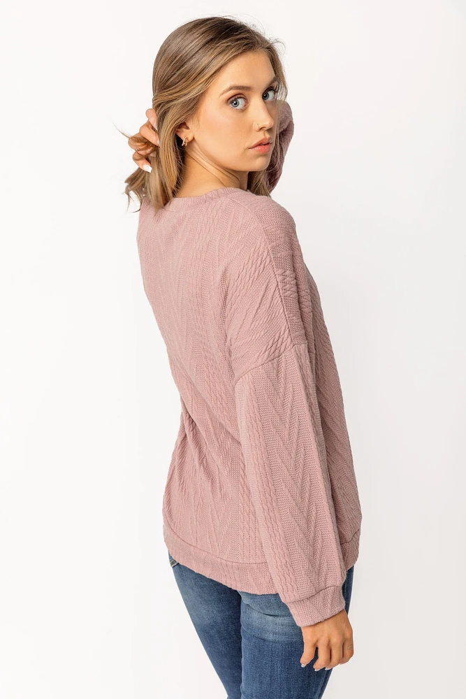 Cable Knit Balloon Sleeve Sweater