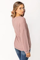 Cable Knit Balloon Sleeve Sweater