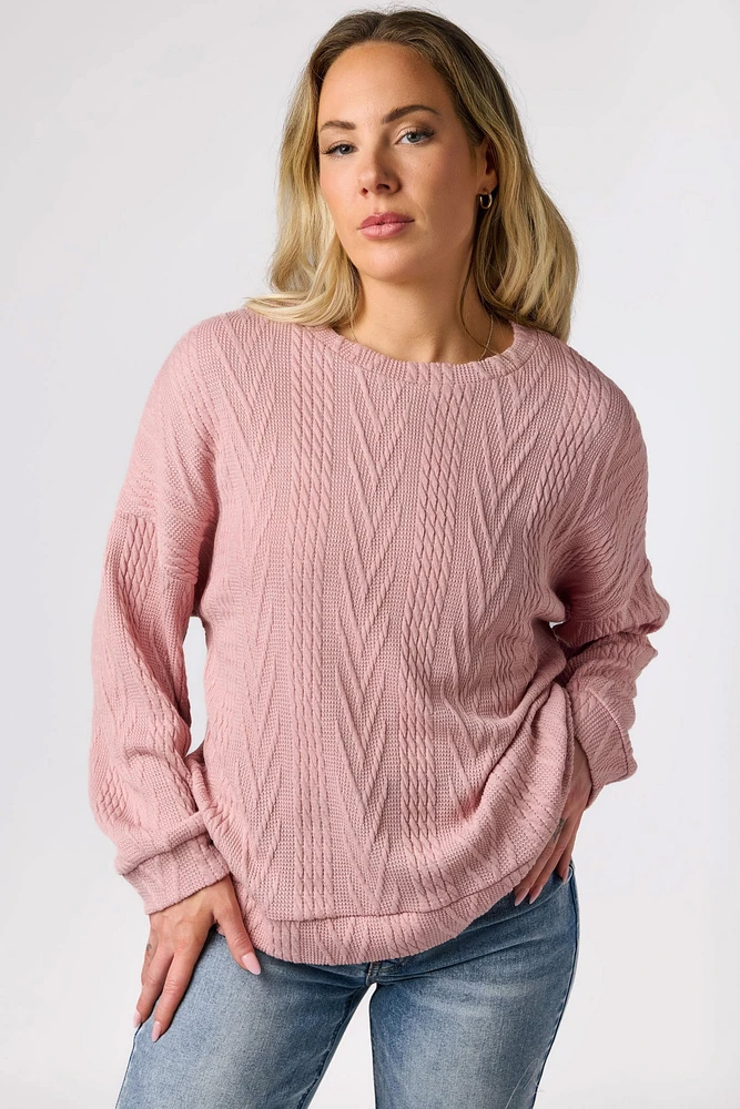 Cable Knit Balloon Sleeve Sweater