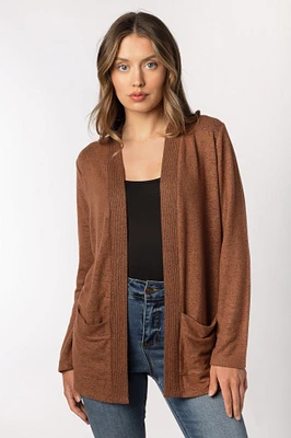 Supersoft Open Cardigan with Ribbed Trim