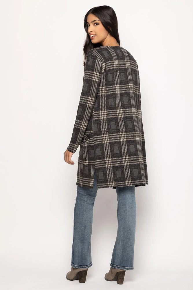 Plaid Open Cardigan