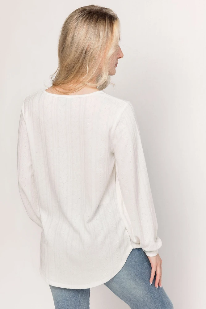 Balloon Sleeve Cable Knit Sweater