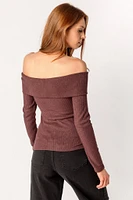 Ribbed Off-The-Shoulder Sweater