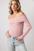 Ribbed Off-The-Shoulder Sweater