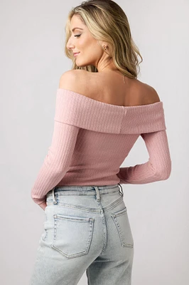 Ribbed Off-The-Shoulder Sweater