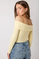 Ribbed Off-The-Shoulder Sweater
