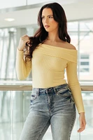 Ribbed Off-The-Shoulder Sweater