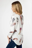3/4-Sleeve Printed Sweater