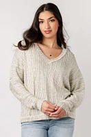 Oversized Ribbed V-Neck Sweater