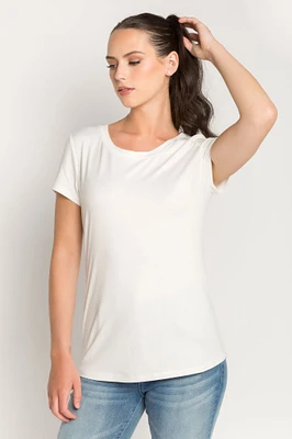 Brushed Cap Sleeve Scoopneck T-Shirt