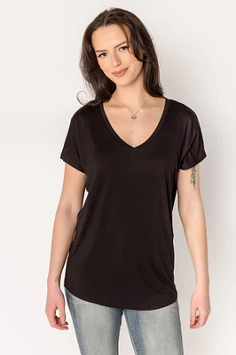 Dolman-Sleeve V-Neck Tunic