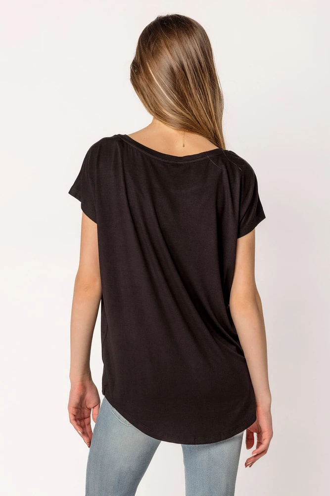 Short-Sleeve Wide-Neck Top