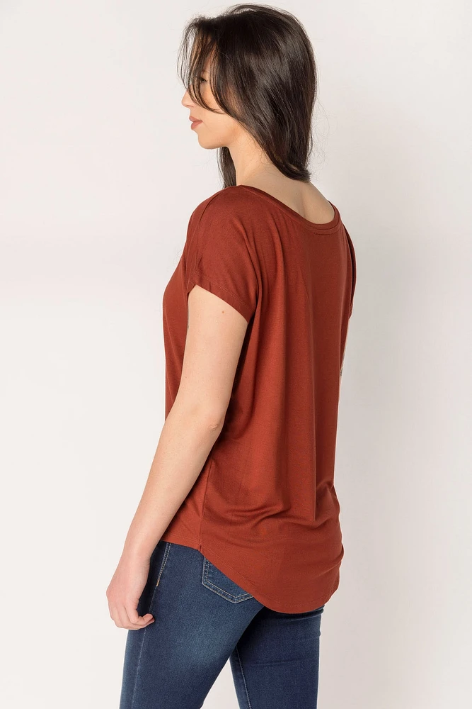 Short-Sleeve Wide-Neck Top
