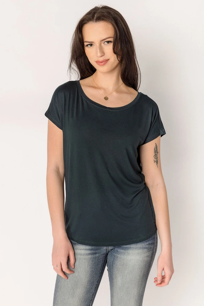 Short-Sleeve Wide-Neck Top