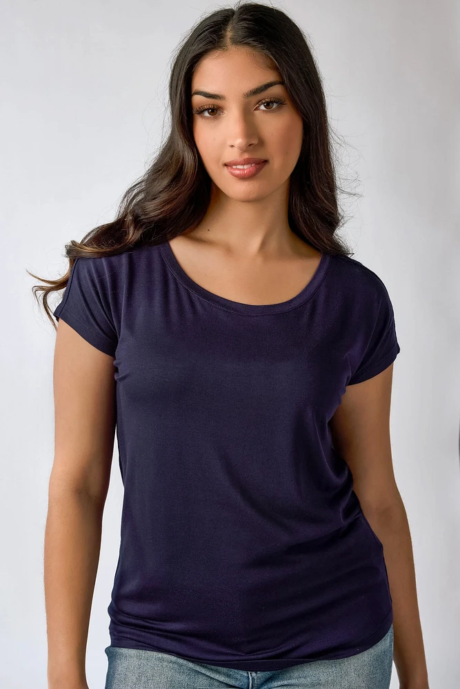 Short-Sleeve Wide-Neck Top