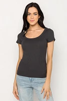 Ribbed Scoop-Neck Tee