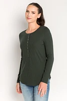 Ribbed Long-Sleeve Henley